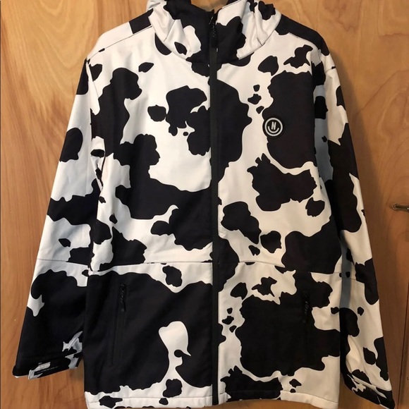BRAND NEW!!! NEFF RAILYARD SOFTSHELL SNOWBOARDING JACKET COW PRINT